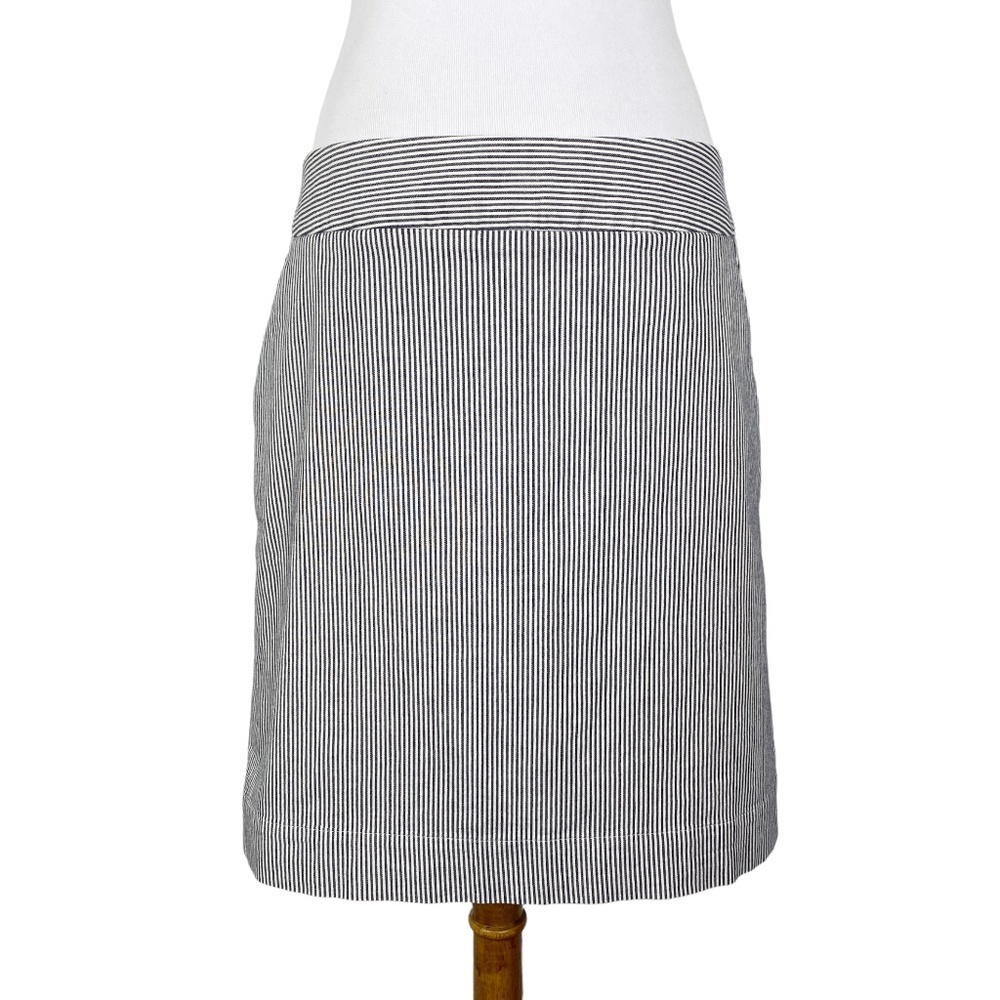 Talbots Striped Skirt w/Pockets Blue Cream Sz. 10 Cotton Preppy